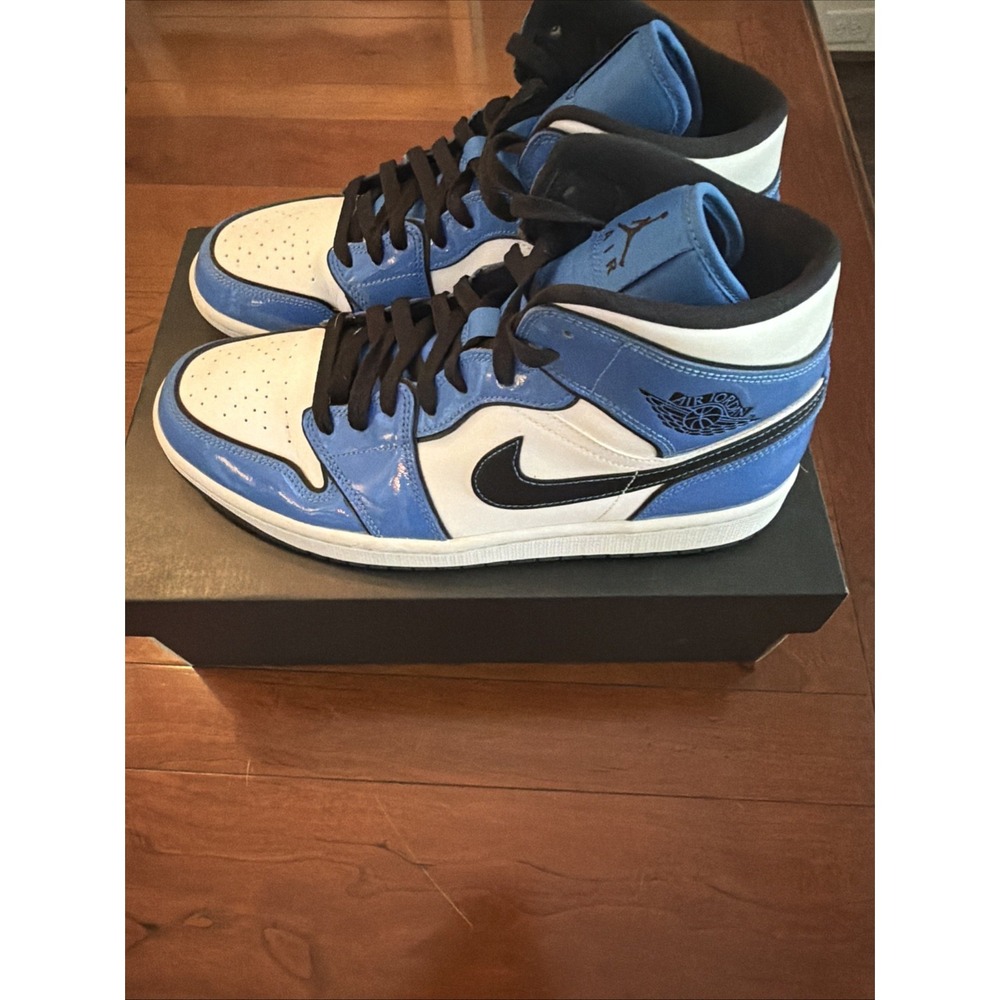 Air Jordan 1 SE Mid Signal Blue/Black/white Size 10 With Extra Laces - Picture 4 of 8